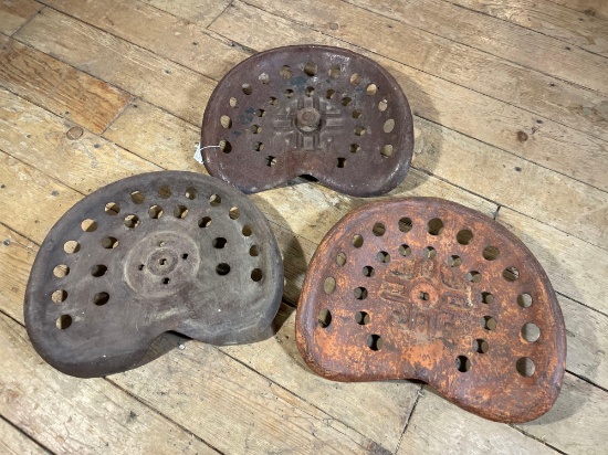 (3) Vintage Metal Tractor Seats