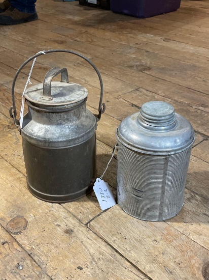 1940's 4Qt Cream Churn w/ Bail, Bell Glass Lined Thermos/Picnic Jug