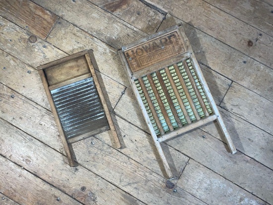 Howard Wood & Brass Washboard & Unmarked Metal & Wood