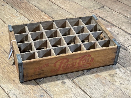 Vintage Drink Pepsi-Cola Wooden Crate w/ Handles