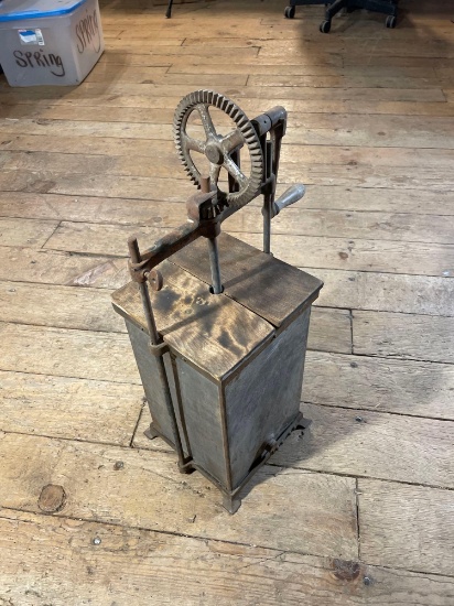 Square Tin Butter Churn w/ Cast Frame