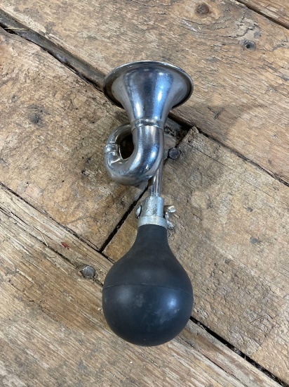 Chrome Plated Steel Bicycle Horn w/ Rubber Squeeze Bulb
