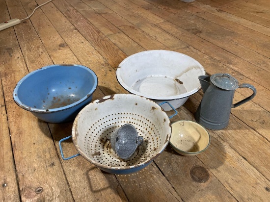 Assorted Enameled Metal Dishes
