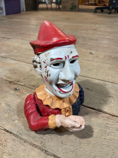 Shepard Hardware 1884 Cast Iron Humpty-Dumpty Clown Mechanical Coin Bank
