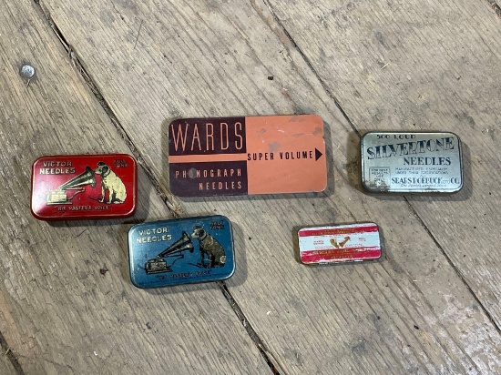 Wards, Silvertone, Victor, Phonograph Needle In Tin Boxes