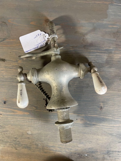 Vintage Brass Spigot/Faucet w/ Porcelain Handles
