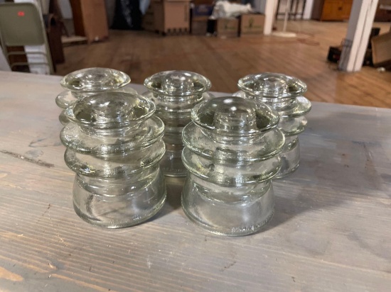 (5) Clear Glass Insulators