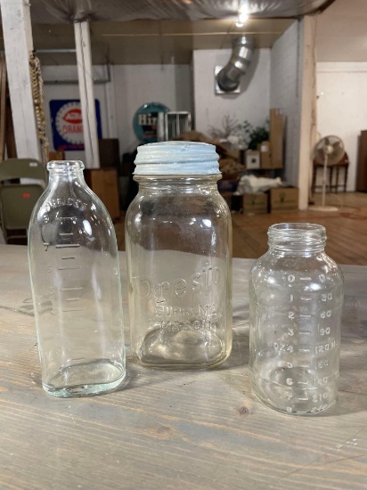 8oz Glass Baby Bottle, 8oz Ross Laboritory Baby Food Jar & Presto Supreme 1-Qt Mason Jar