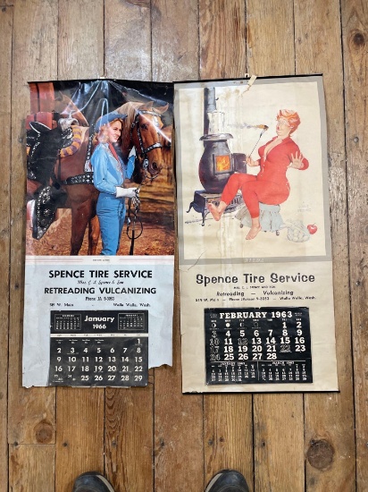 (2) Spence Tire Service Callendars 66' & 63'