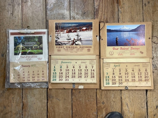 (3) Vintage Calendars From Local Walla Walla First Federal Savings