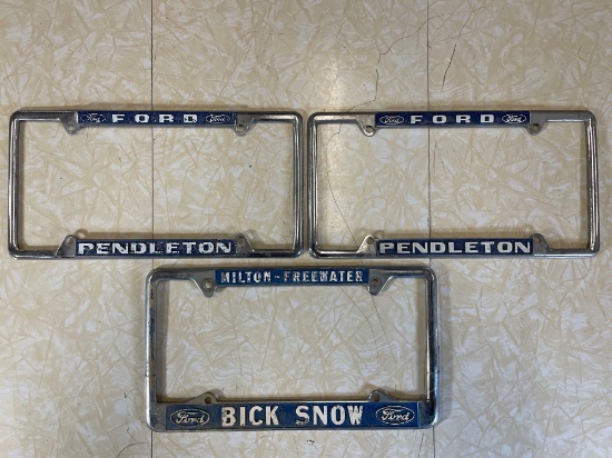 (2) Pendleton Ford, (1) Bick Snow MF, License Plate Covers