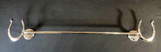 Chrome Plated Double Horseshoe Towel Bar 2ft Wall Mounted Includes Case