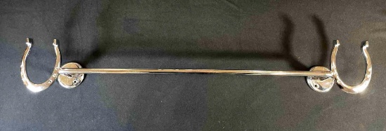Chrome Plated Double Horseshoe Towel Bar 2ft Wall Mounted Includes Case