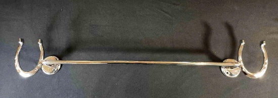 Chrome Plated Double Horseshoe Towel Bar 2ft Wall Mounted Includes Case
