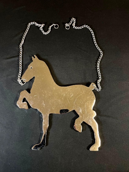 Chrome Plated Horse w/ Chain For Stall Identification