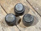 (3) Ford Model T Brass Hub Caps. Threaded