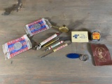 Necchi Brass thumb oiler & assorted Collectibles