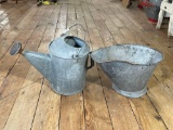 Galvanized Watering Pail & Coal Scuttle