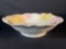 antique pink scalloped serving bowl, porcelain