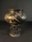 Mata Ortiz blackware pottery bowl on a metal stand Signed Tavo Silveira