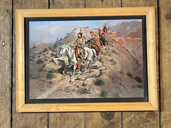 C.M. Russel "On The Warpath," Framed Print