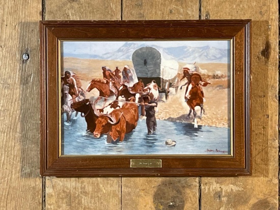 Frederic Remington"The Emigrants," Framed Porcelain w/ COA On Back