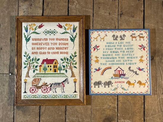 (2) Framed Cross Stiched Art Pieces