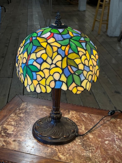 Art Nuevo Table Lamp w/ Tiffany Style Shade