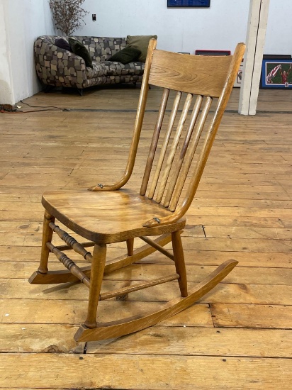 Spindle Back Oak Rocking Chair