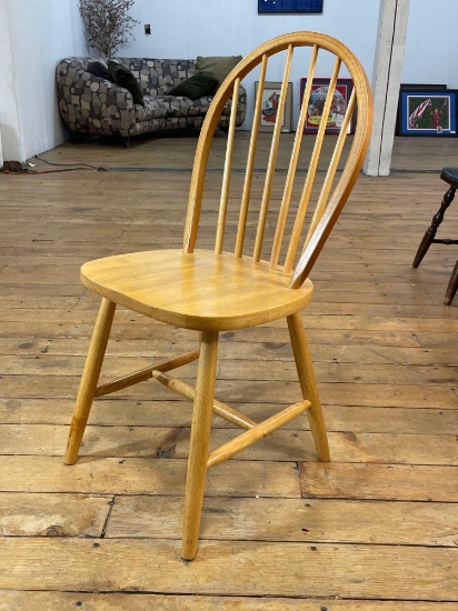 Farmhouse Style Spindle Back Oak Dining Chair