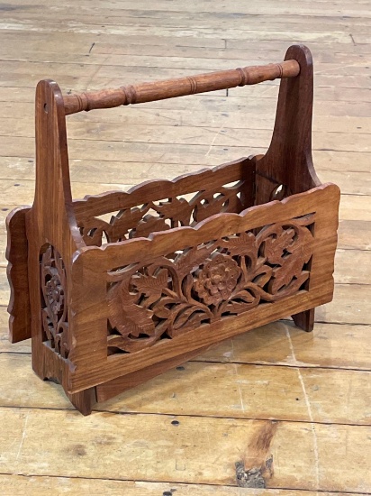 Rosewood Carved Magazine Holder