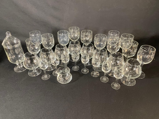Large Assortment Of Clear Glass Stemware