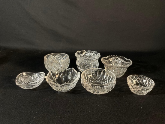 (7) Assorted Glass Salt Bowls