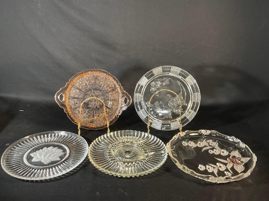 (5) Assorted Glass Plates