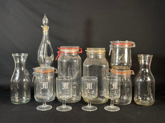 Monogramed Stemware, Canister Jars, & Water Carafes