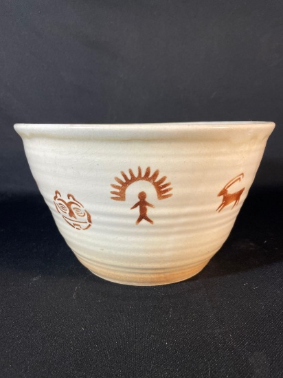 Southwestern Kokopelli bowl signed Base