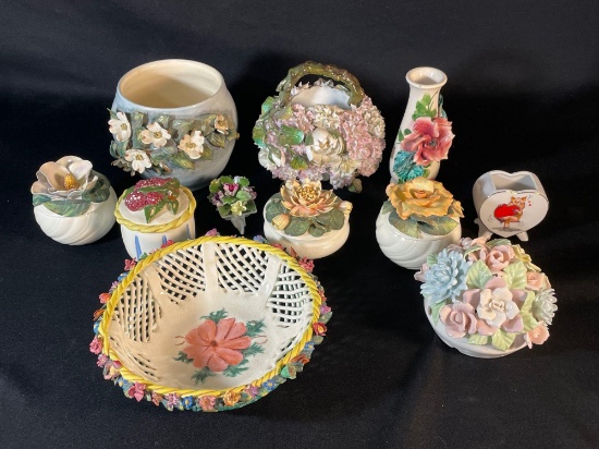 Large Assortment Of FLoral Decorative Vases & Containers