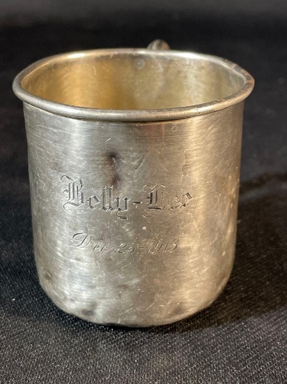 "Billy-Lee Dec. 25th 1913," Chilrens Sterling Silver Handled Cup