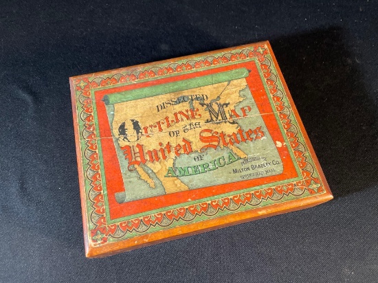 "Dissected Outline Map of the United States of America" puzzle, produced by Milton Bradley Co.