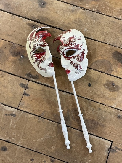 pair of Venetian masks Signed