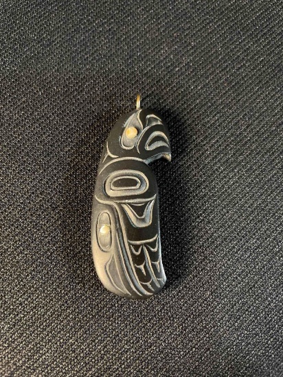 Fine Northwest Coast Haida Gwai Argillite Pendant By Cooper Wilson 2001