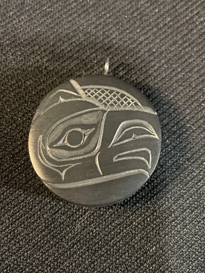 Fine Northwest Coast Haida Gwai Argillite Pendant, Unsigned