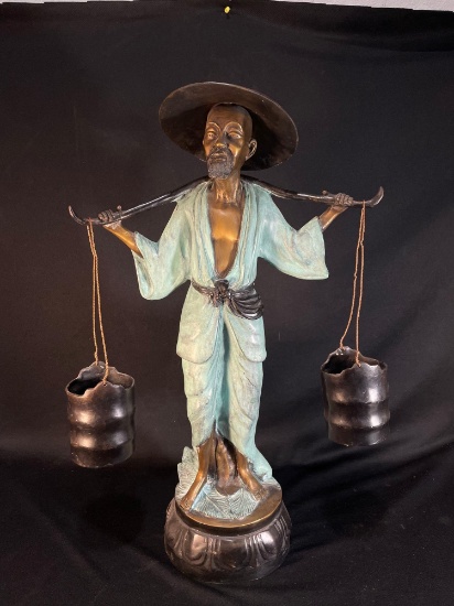 bronze sculpture of a Chinese water carrier, a common figure in traditional Chinese art