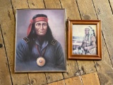 Framed Portrait Print Of Geronimo & print of a painting of a Native American by artist Ruane Mann...