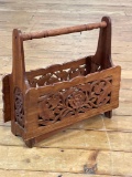 Rosewood Carved Magazine Holder