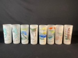 frosted highball glasses, Each glass features a different pnw scenescene