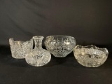 4-Pc Assorted Cut Glass Dishes