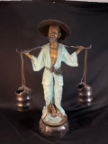 bronze sculpture of a Chinese water carrier, a common figure in traditional Chinese art