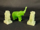 Jade Foo Dog Statues & Elephant Figurine