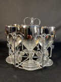 Dorothy Thorpe Silver Fade Wine Glass Set with Carrier.